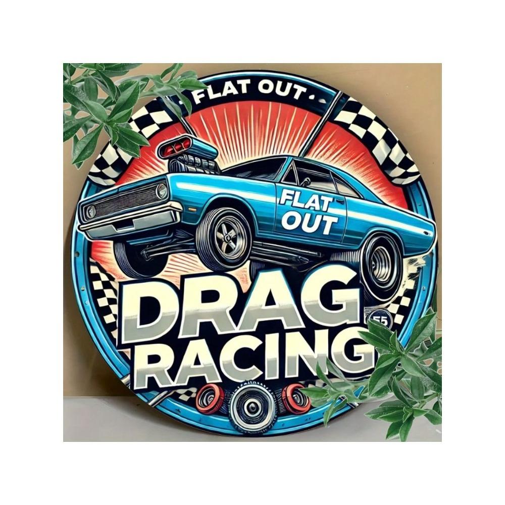 Vintage Metal Sign Drag Racing Fast Food Garage Wall Art