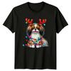 Christmas Dog Antlers Lights Holidays Unisexs TShirt Unisexs Graphic Tee a