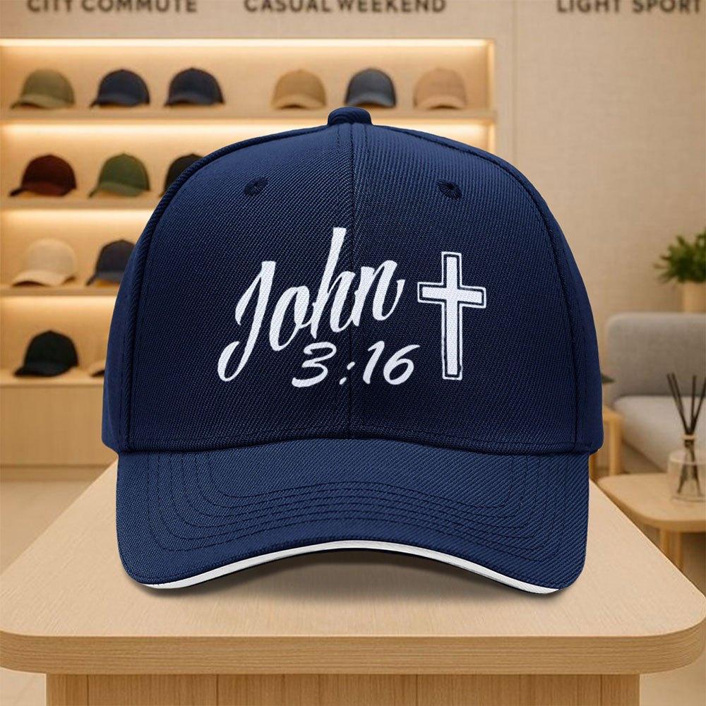 John 316 Cross Baseball Cap Unisex Polyester Casual Snapback Hat Adult Outdoor Sports Cap