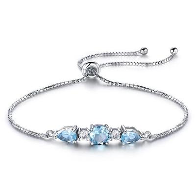 Blue Topaz Tennis Bracelet -925 Sterling Silver