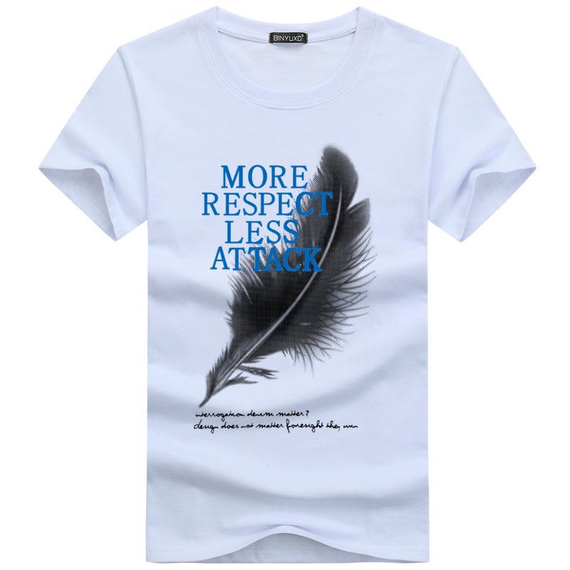 

2020 Men s Slim Cotton Short-Sleeve T-Shirt - Trendy Round Neck Bottoming Tee M білий