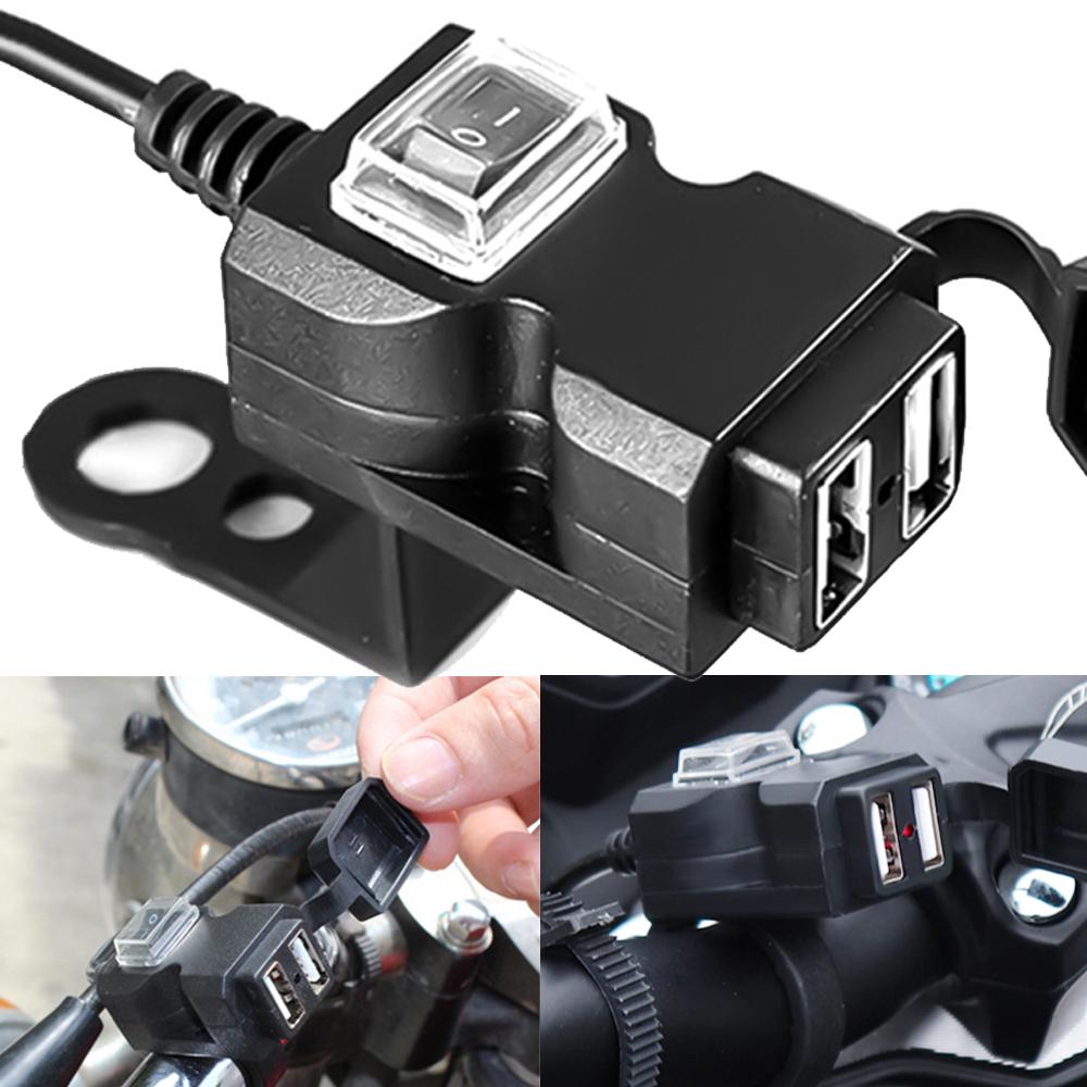 12V-24V Dual USB Motorbike Motorcycle Handlebar Charger Adapter Waterproof Power Supply Socket for Iphone Samsung Huawei