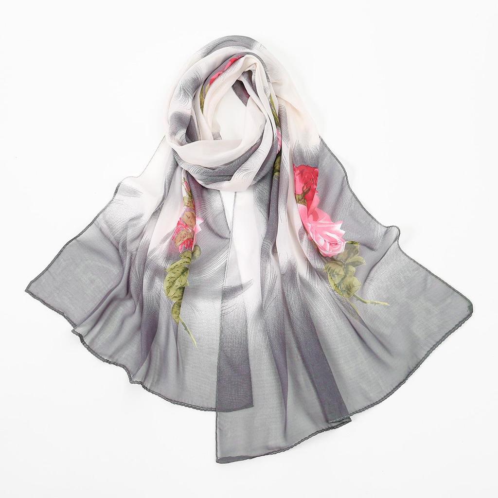 Frühlings Herbst Blumen Vogel Chiffonschal: Sonnenschutz Chinesischer Stil XQ06