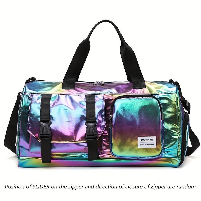 Large Capacity Women'S Nylon Travel Duffel Bag Dazzling Colorful Sports Fitness Bag Very Suitable for Outdoor Sports Travel  Fitness Yoga