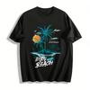Tropical Island Coconut Tree Sunset Vacation Printed Casual T-Shirt Pure Cotton T-shirt