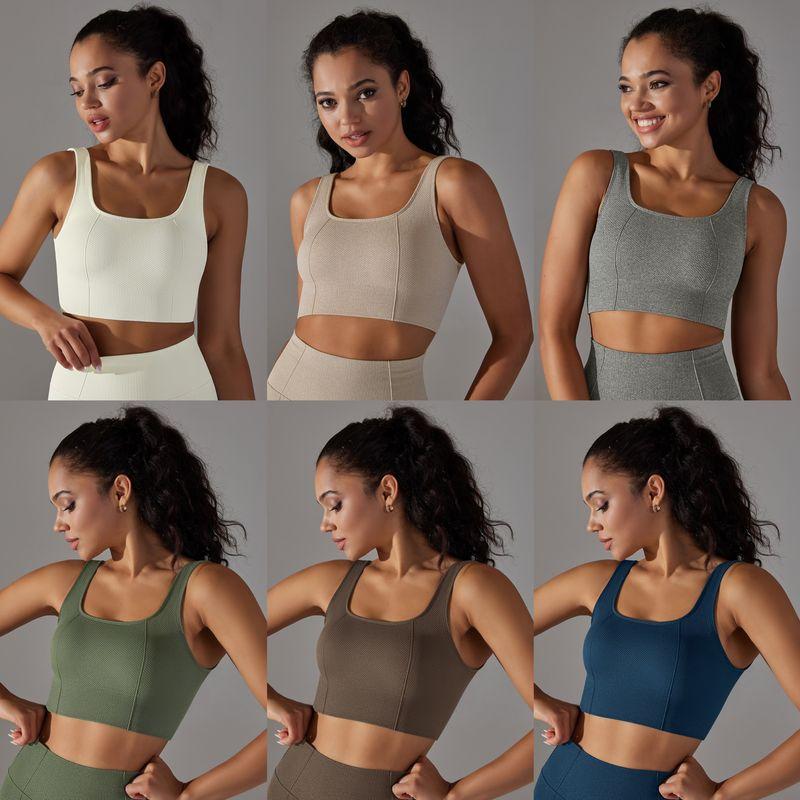 Fashion Seamless Tight High Strength Bubble Wrap Sports Bra for Women Push up Beauty Back Yoga Underwear Running Workout Vest