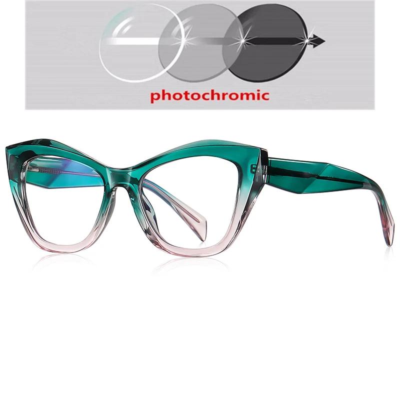 Progressiver Rosa Rahmen Cat-Eye Kurzsichtige Korrektionsbrille Damen Federscharnier Myopie Brille 0 -0.5 -0.75 Bis -6.0