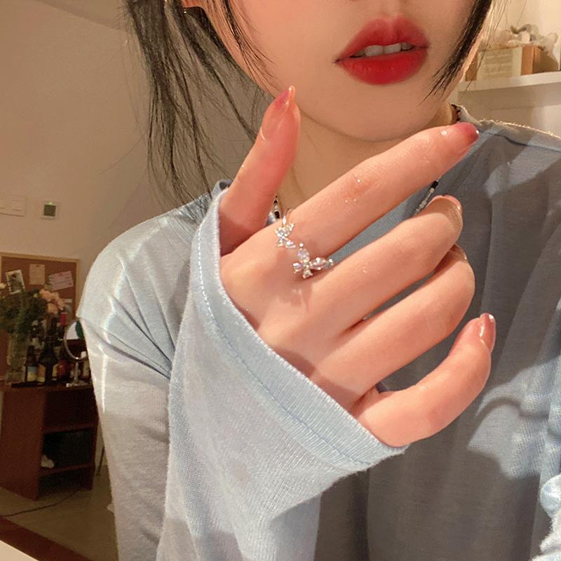 Ice Oxygen Fairy Butterfly Open Ring Personality Ring Female Design High Sense Index Finger Ring Jewelry