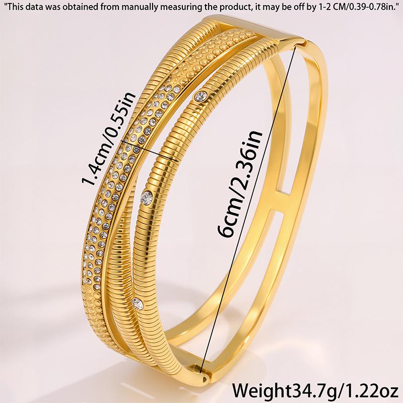 Personalized spring double-layer diamond-encrusted titanium steel female, European and American temperament light luxury non-fading K gold couple