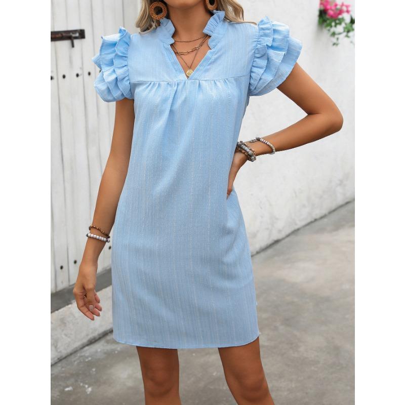 Summer Women's Fashion Standing Collar Solid Colour Dress