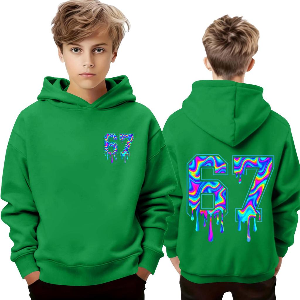 Kinder Langarm Lockerer Pullover Buchstabenaufdruck Kordelzug Kapuzen-Sweatshirt