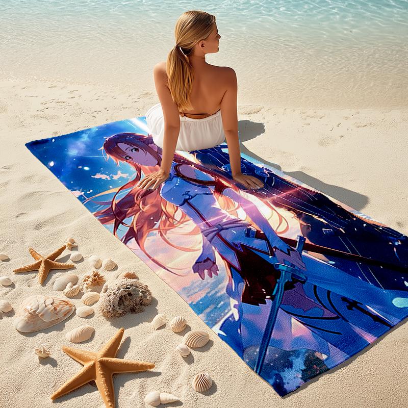 1pc Sword Art Online2 Beach Towel, Comfortable and Thick, and Swimming/Bath/Picnic/Camping Towel, Suitable for Seaside Beaches
