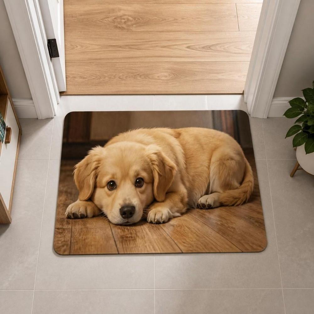 Quick-dry Dog Pattern Doormat Diatomite Bathroom Floor Mat Cute Diatomite Bath Rug  Entryway