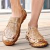 Men's Beach Shoes Trendy Summer New Outdoor Men's Outdoor Hollowed Toe Box Casual Tendon Bottom Leather Sandals