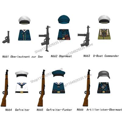 Militär WW2 Soldaten Bausteine Deutscher Marine Sergeant U-Boot Artillerie Modell Steine Mini Actionfiguren Spielzeug Kinder Geschenke