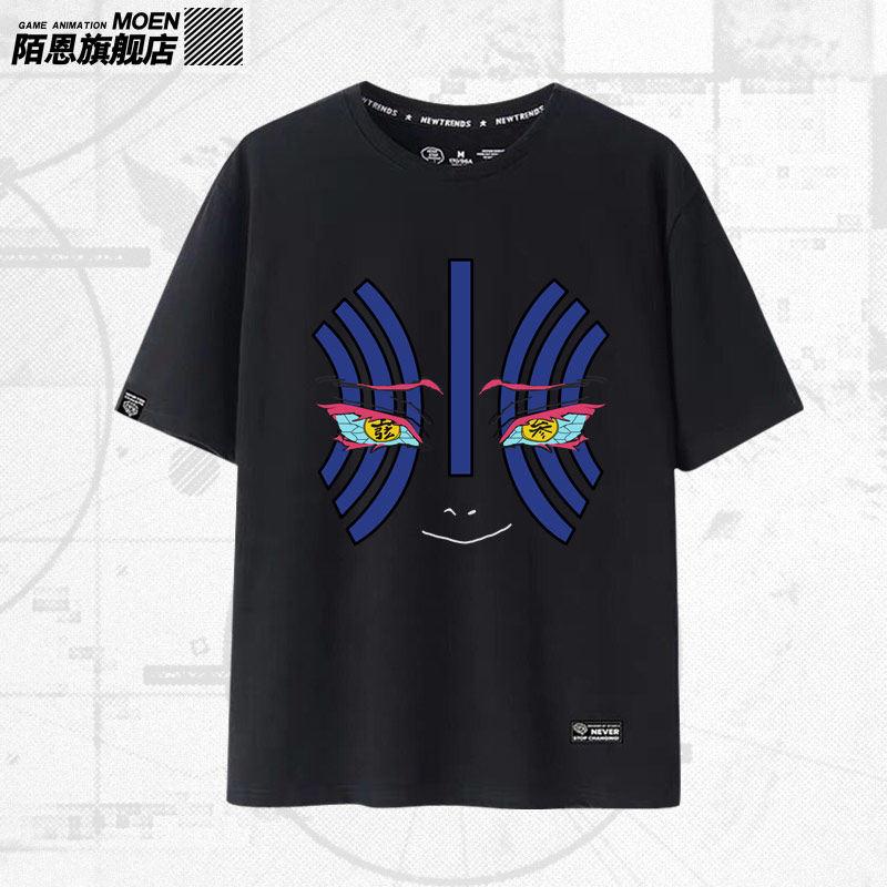 

Summer Ghost Slayer Blade Collaboration Short Sleeved New Top Three with Cartoon Print Around The Seat for Unisex and Women Tshirt 3XL