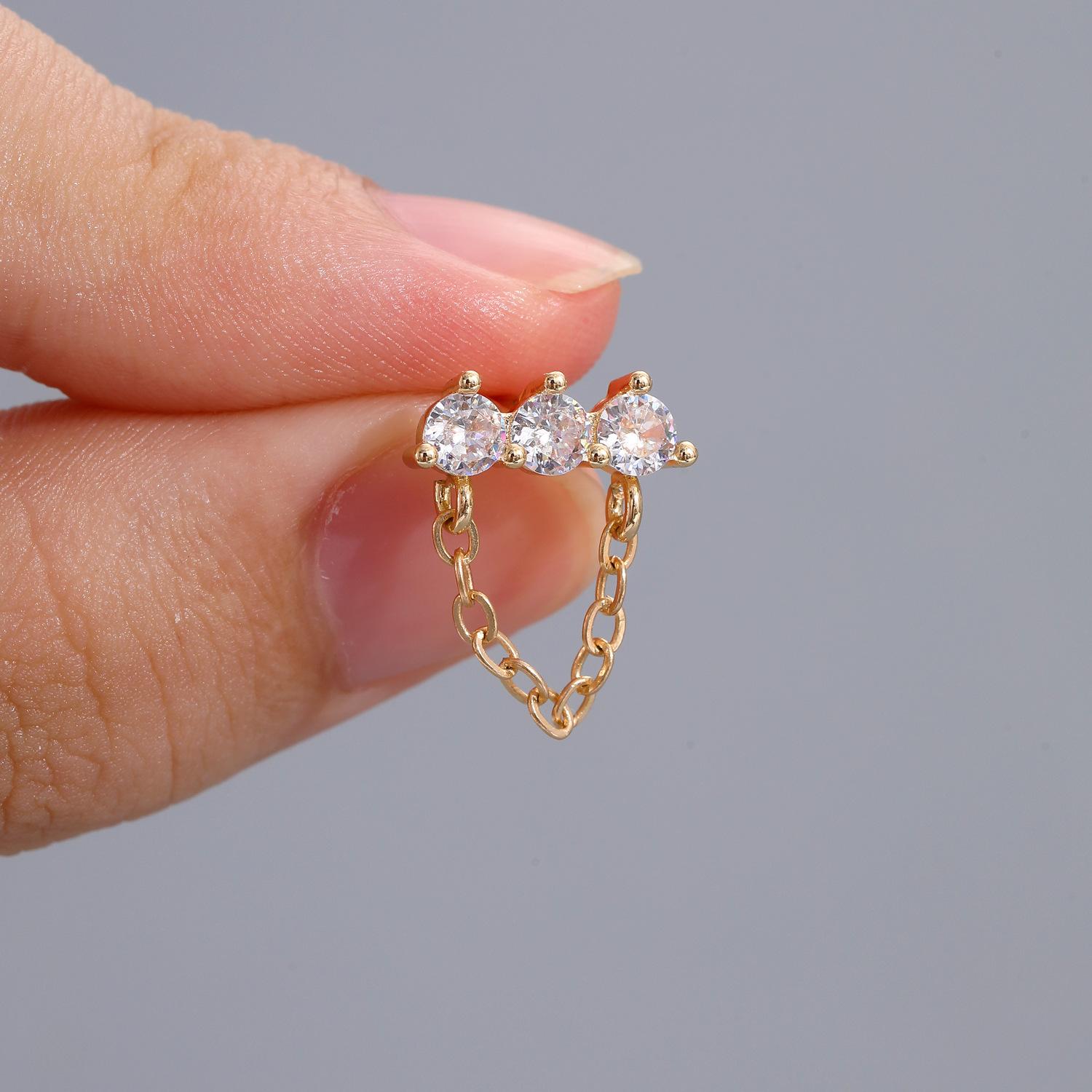 

2024 Fashion Gold Color Star Chain Dangle Earrings For Women Fine Zircon Piercing Stud Earrings Set Fashion Zircon Wholesale
