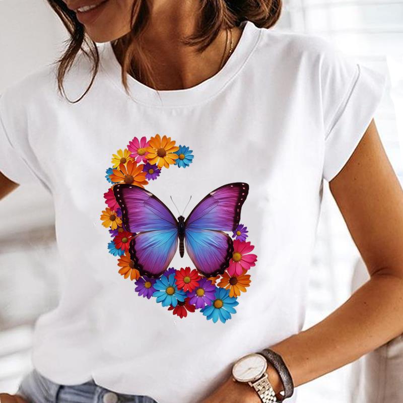 (Asian Size) Love Heart Trend Tee Lady Female Top Printed Women Casual T Shirt Fashion Clothing Graphic Short Sleeve T-shirts