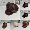 Stylish Retro Leather Checkered Flat Cap Beret Hat For Women Men Use Outdoor