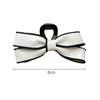 Stile Francese Semplice Pelle Bianco Nero Strisciato Fiocco Pinze a Forma di Squalo Per Ragazze Trendy Nodo Fermacapelli Porta Coda di Cavallo Artigli per Capelli