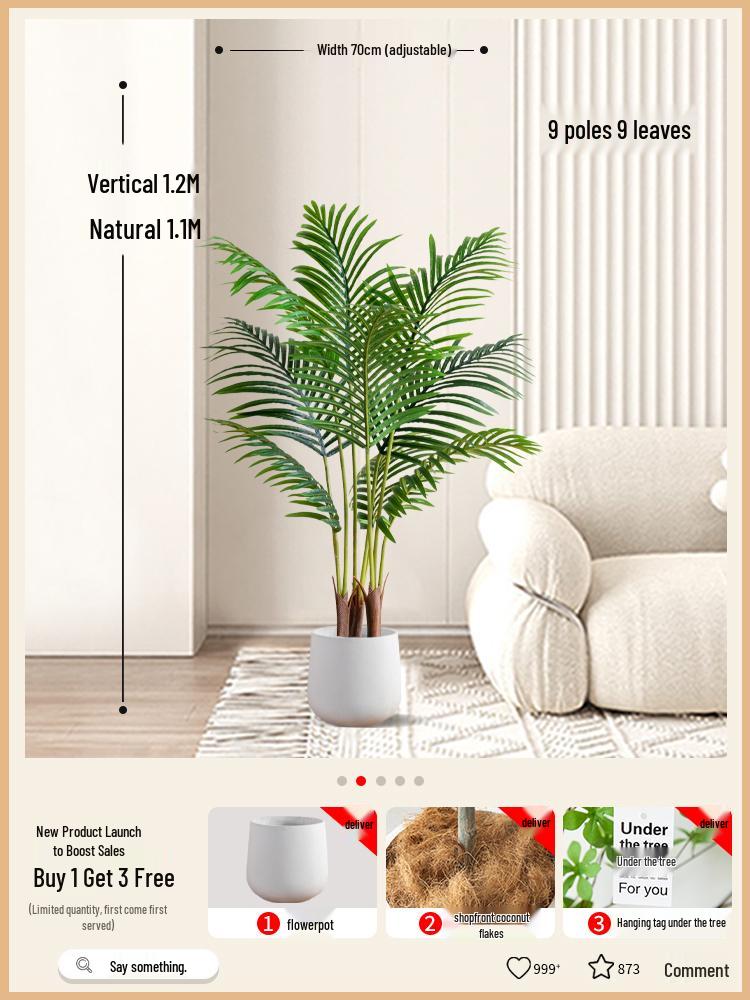 Bionic Green Sprenger's Fern Artificial Tree for Indoor Luxury Living Room Décor
