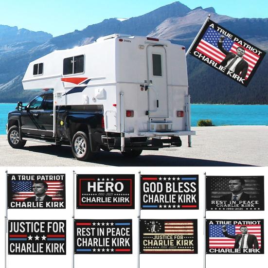 RIP Charlie Kirk Flag A True Patriotic Commemorative Flag 3×5FT Outdoor Double Sided Banner for Garden Patio Balcony Fence Decor