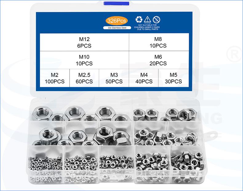 Mixed Hexagonal Nut Set - DIN934 304 Stainless Steel