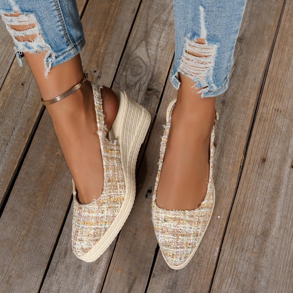 Women Straw Woven Wedge Heel Thick Bottom Sandals Female Solid Platform Open Toe Sandals 2026 Spring New Fashion High Heel Shoes