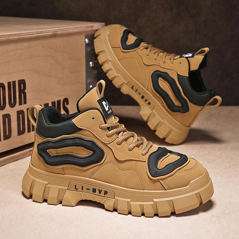 New Fashion Autumn And Winter Men's High Top Martin Boots Students Male Boys Trending Soft Sole Work Shoes Labor Protection Martin Sneakers