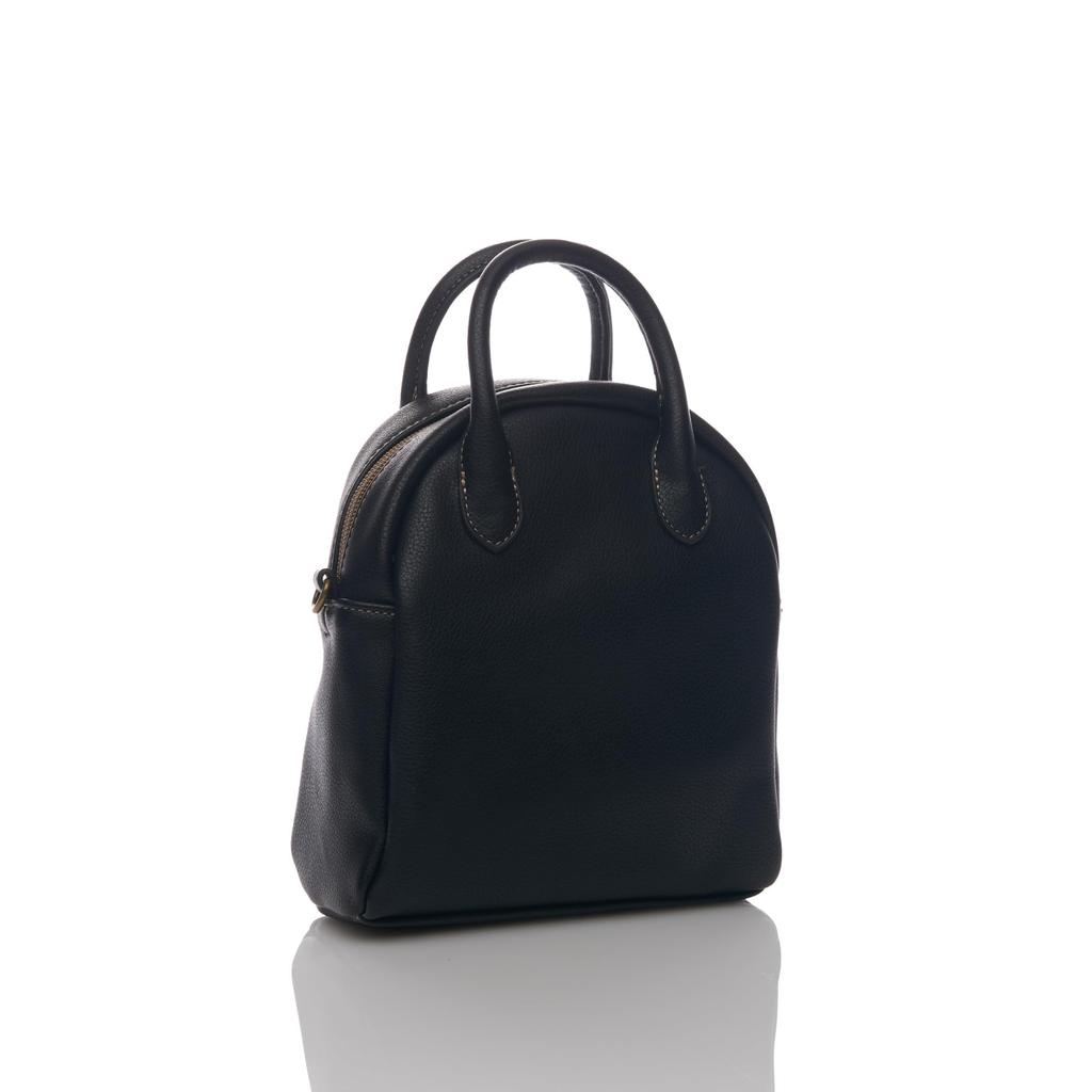 Chiemi Sacs Handtasche, Mini Boston Tasche, Umhängetasche, 2-Wege, Schlicht, Natürlich, Schwarz, 2402-6251