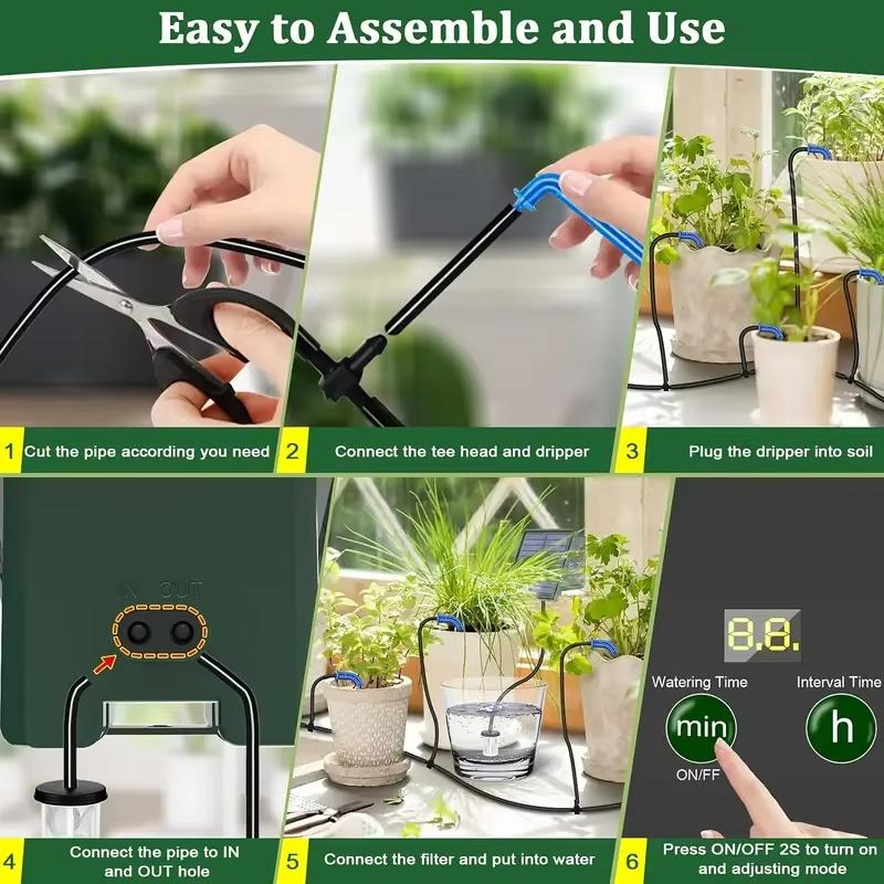 DIY Solar-Powered Automatic Drip Irrigation System for Vegetable Gardens Raised Beds Greenhouses and Balcony Hanging Plants 1pc