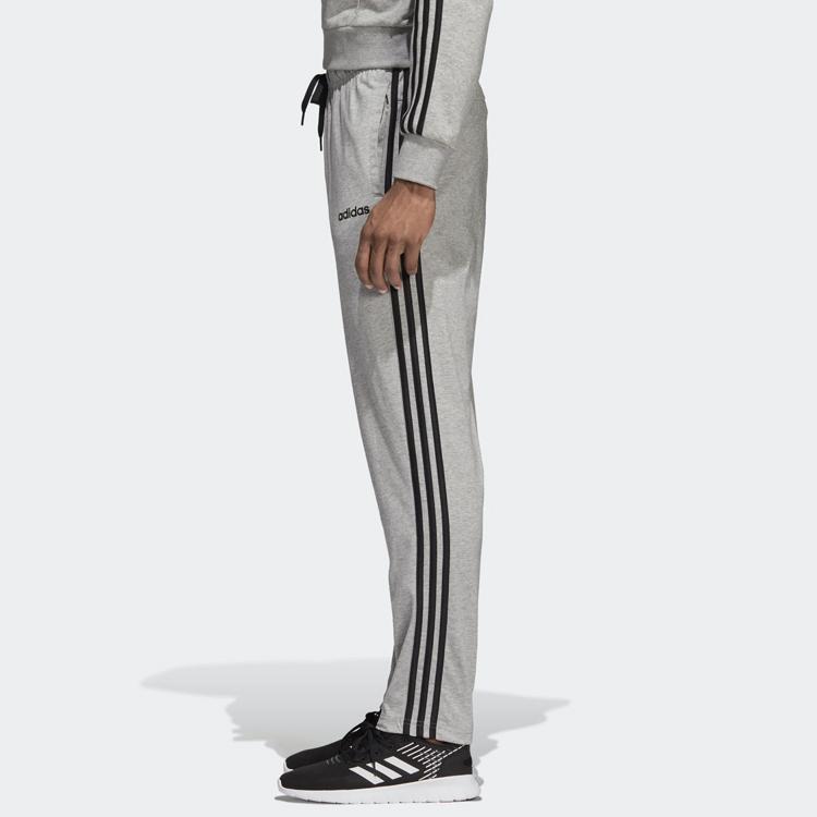 Adidas Three-Stripe Print Knit Joggers Men Bottoms Grey DQ3079