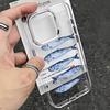 Funny Fish Sardines Laser Phone Case For iPhone 17 Air 16 E 15 14 13 12 11 Pro Max Plus SE 2020 2022 Transparent Cover