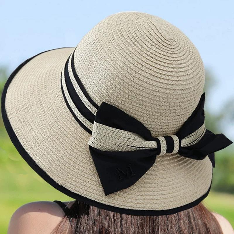 Korean version of trendy women's summer beach resort beach hat sun hat foldable sunscreen sunshade bucket hat straw hat