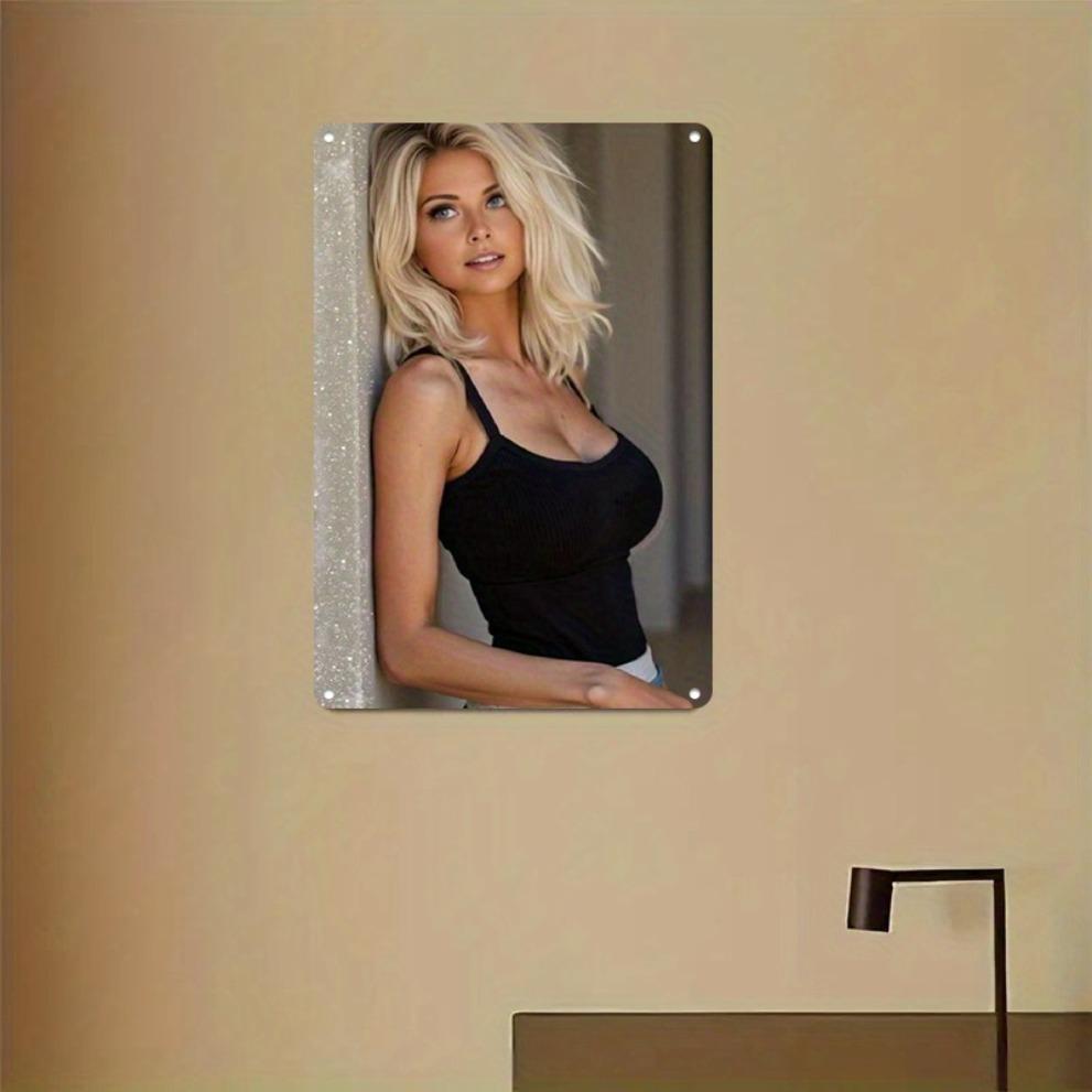 Vintage Tin Sign Black White Abstract Art Wall Decor Nordic Retro Metal Painting for Living Room Bedroom 8x12 Inch