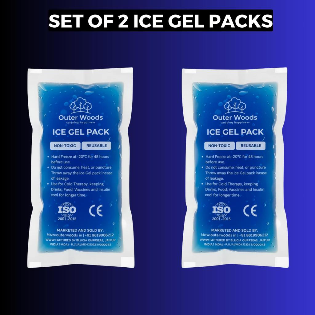 Outer Woods Reusable Ice Gel Packs for Cooler Bags, Breast Milk & Pain Relief - Non-Toxic Leak-Proof Cold Gel Pads for Picnic, Travel, Vaccine, I