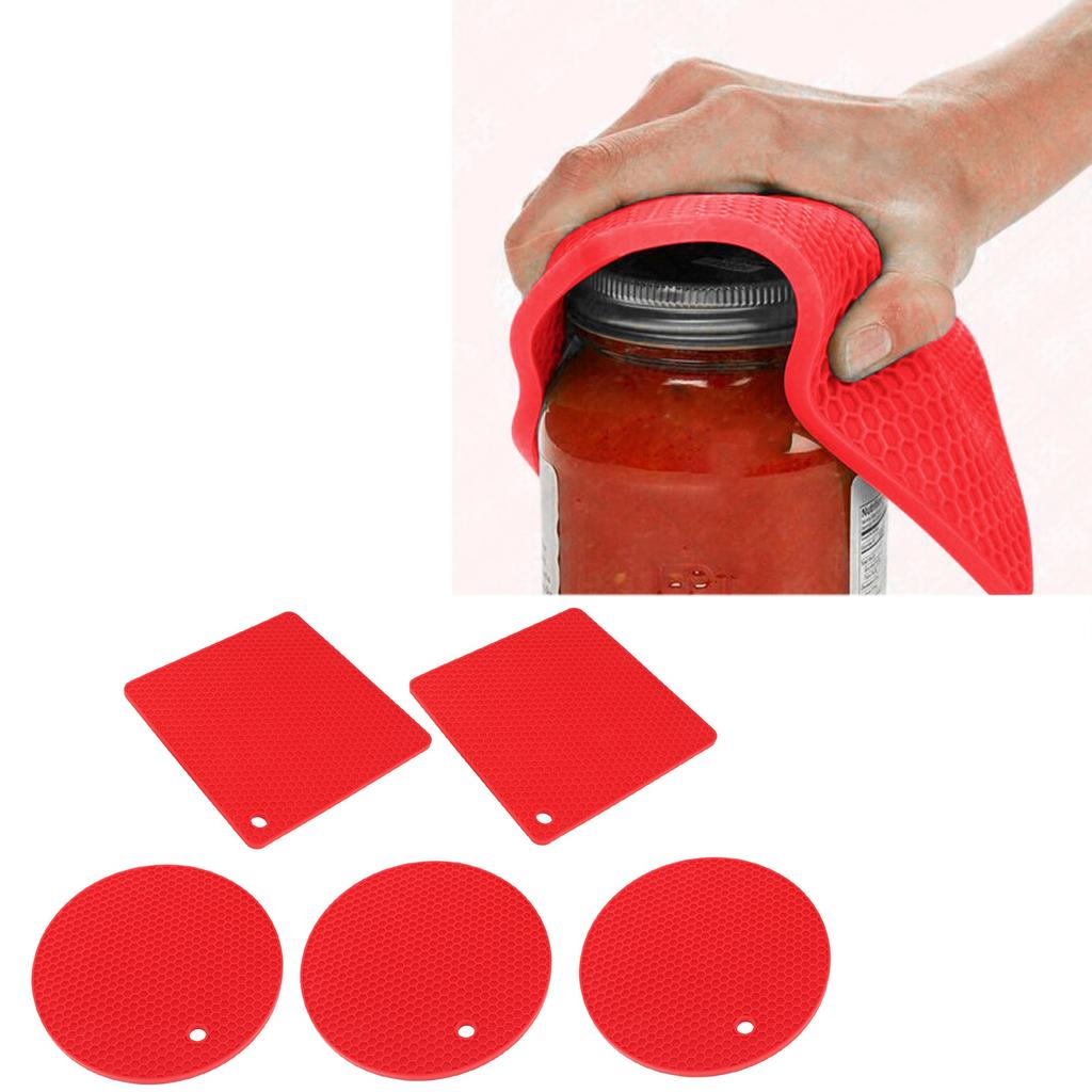 5Pcs Silicone Trivet Mat Round Hot Pad Non Slip Heat Resistant for Hot Plate Pans Kitchen Pots