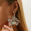 Fashion Exaggerated Metal Pleated Flowers Glossy Finish Texture Swan Stud Earrings for Women Korea Designer Jewelry Accessories