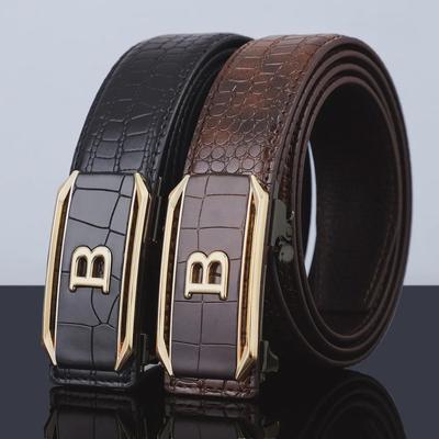 Men's Crocodile Pattern Alloy Buckle Belt - Durable, Casual, Versatile.