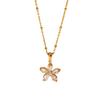INS New Flower Necklace: 18K Gold-Plated Stainless Steel with 16mm White Zircon Five-Petal Flower Pendant for Women