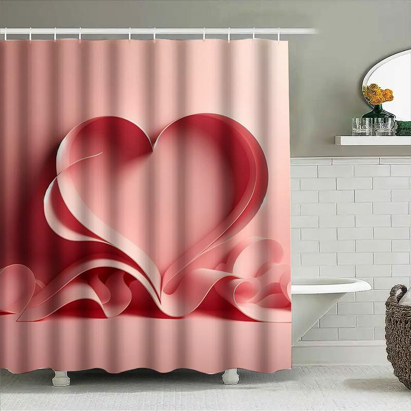 3D Heart Design Shower Curtain For Bathroom Decoration