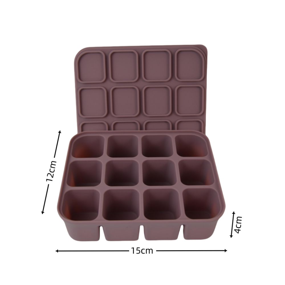 12 Grids Ice Cube Trays with Lid Silicone Ice Making Molds Easy Release Anti-stringing Food Storage Container for Freezer