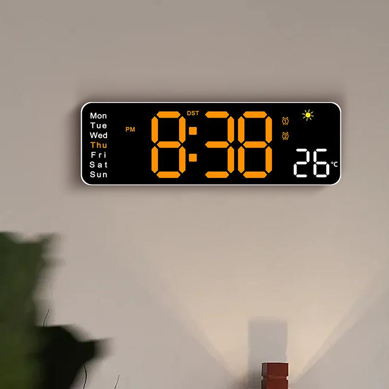 Multifunctional Living Room Wall Clock with Temperature Display and Alarm