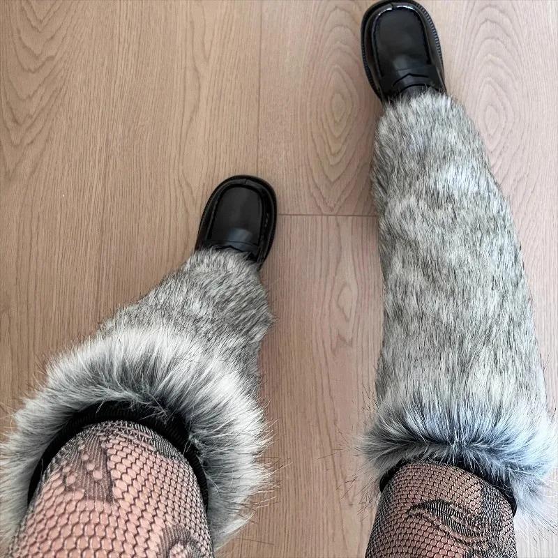 15-45cm New Grey Y2K Spicy Girl Imitation Fur Hair Leg Set Millennium Phoenix Leg Set Winter Warm Stacking Socks