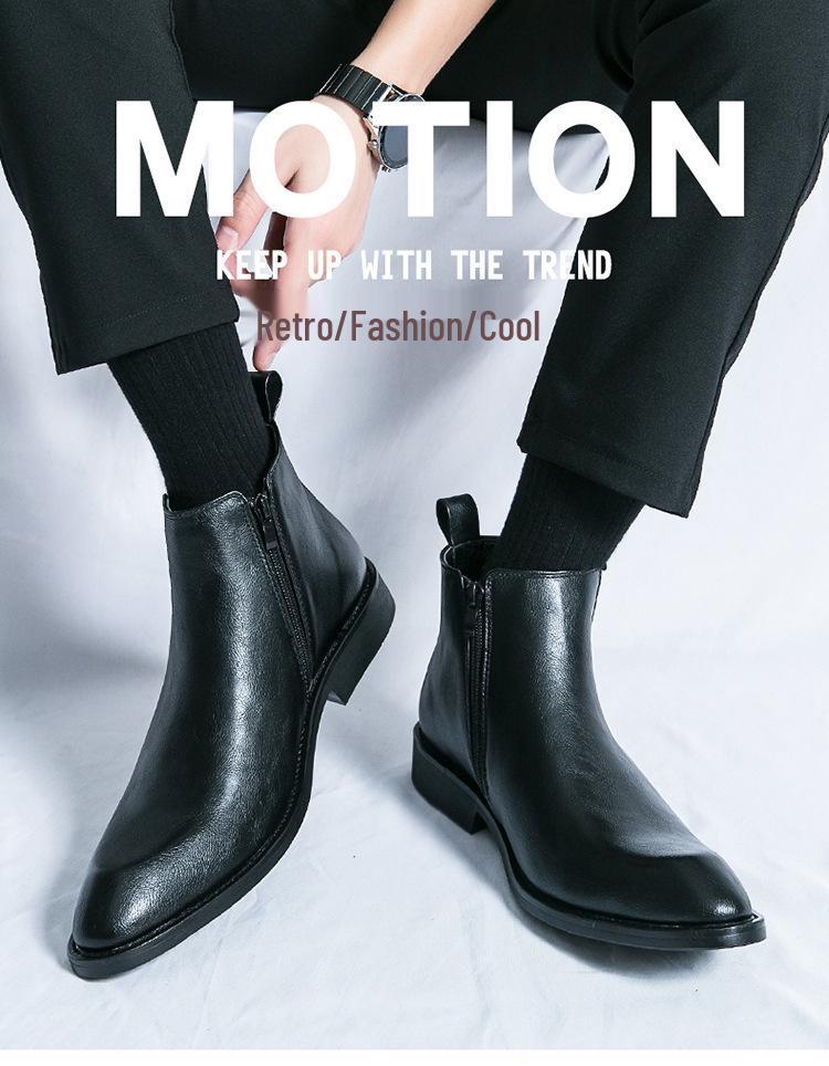 Men's Chelsea Boots: Large Size Retro Leather Pull-on for Autumn/Winter