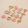 Stainless Steel Pendant Series Pink and Purple Cute Pendant Multiple Choice Earring Components DIY Necklace Jewelry Accessories