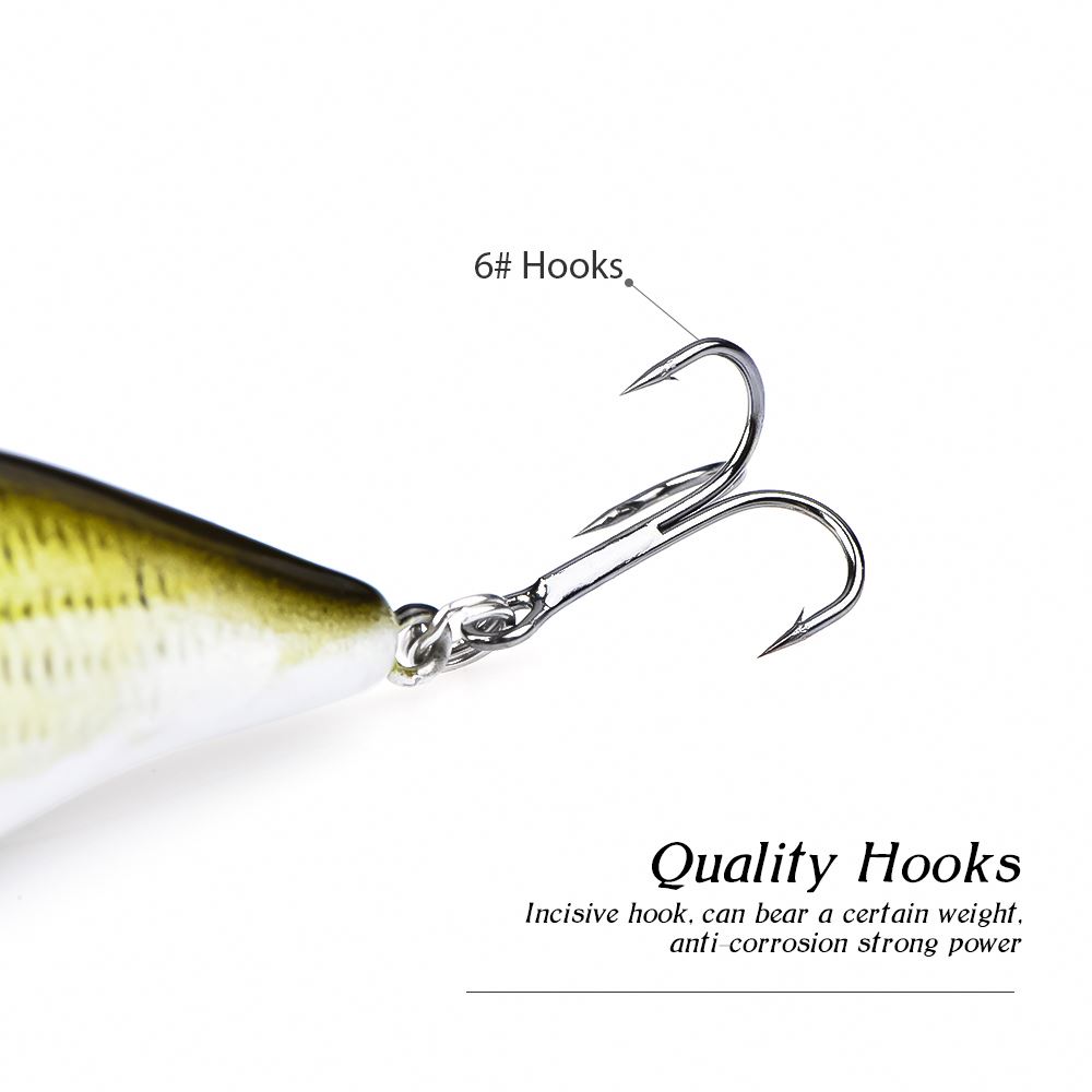 6 Colors 7.6cm 12.7g Available Artificial Bait Crank Hard Plastic Fishing Lures