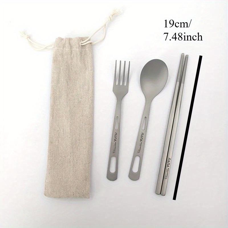Pure Titanium Tableware Set Outdoor Household Frosted Knife and Fork Spoon Chopsticks Travel Camping Portable Knife and Fork Set