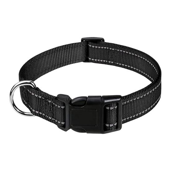 Reflective Dog Collar Nylon Dog Collar with Metal D-Ring Adjustable Fit Safe Dog Collar for Small Large Medium Dogs Night Walking