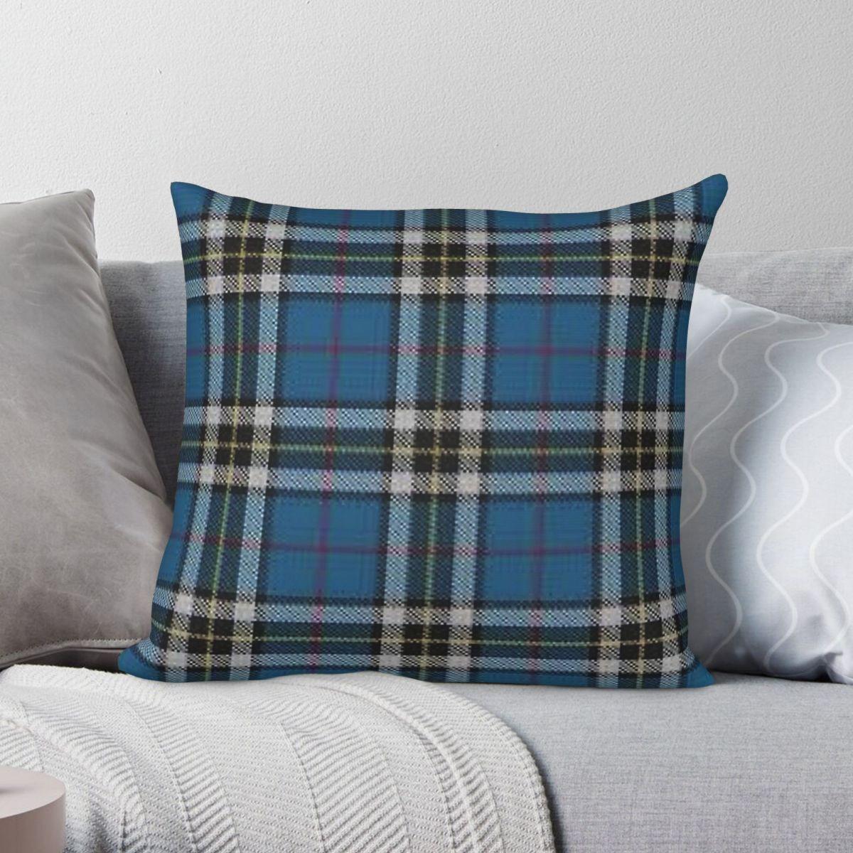 Exquisite Ornaments Unisex Blue Thomson Tartan Pillowcase Polyester Linen Velvet Printed Zip Decorative Throw Pillow Case Sofa Seater Cushion Cover